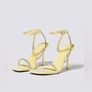 Jonathan Simkhai Luxon Crystal Heeled Sandal In Yellow Daffodil Size 9 NWT